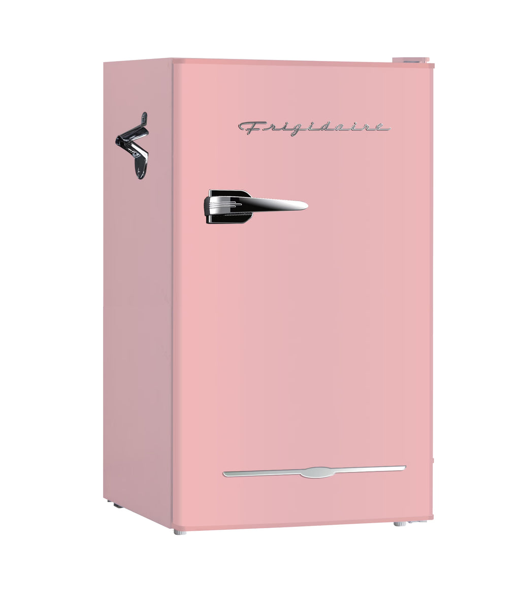 Nouveauté 2026 – Réfrigérateur de bar rétro Frigidaire EFR376-C-PINK 3,2 pi³ (rose), 65 watts, avec ouvre-bouteille latéral