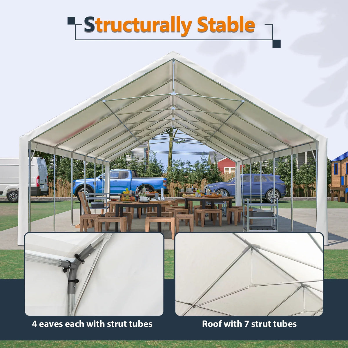 Nouveauté 2026 – Tente de réception robuste 20 x 40 pi avec 3 sacs de rangement - Grand abri imperméable pour mariages et événements, parois latérales amovibles et porte zippée - Tente extérieure commerciale pour fêtes, abri de voiture, camping, barb