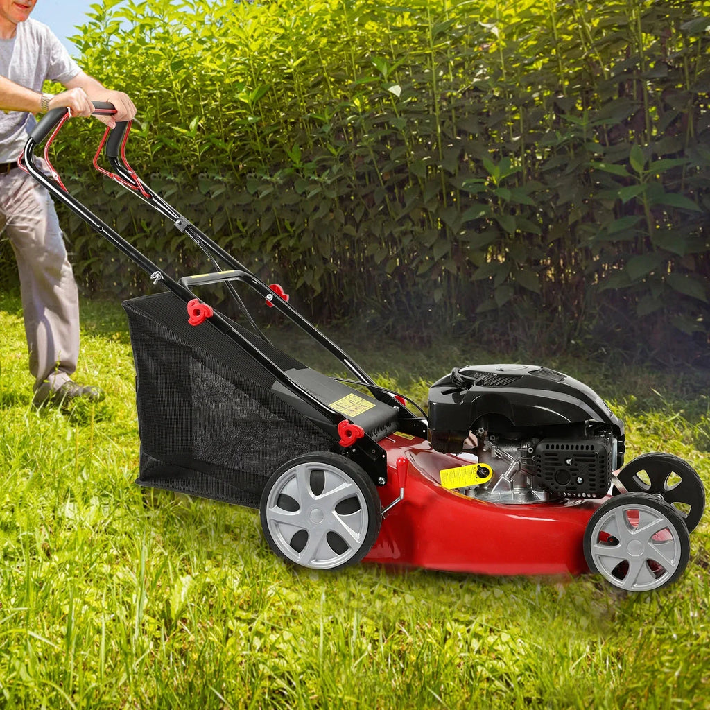 Nouveauté 2026 – Tondeuse à gazon Lawn , autotractée, moteur essence 141 cm3, avec réservoir d'herbe de 50 L et grandes roues