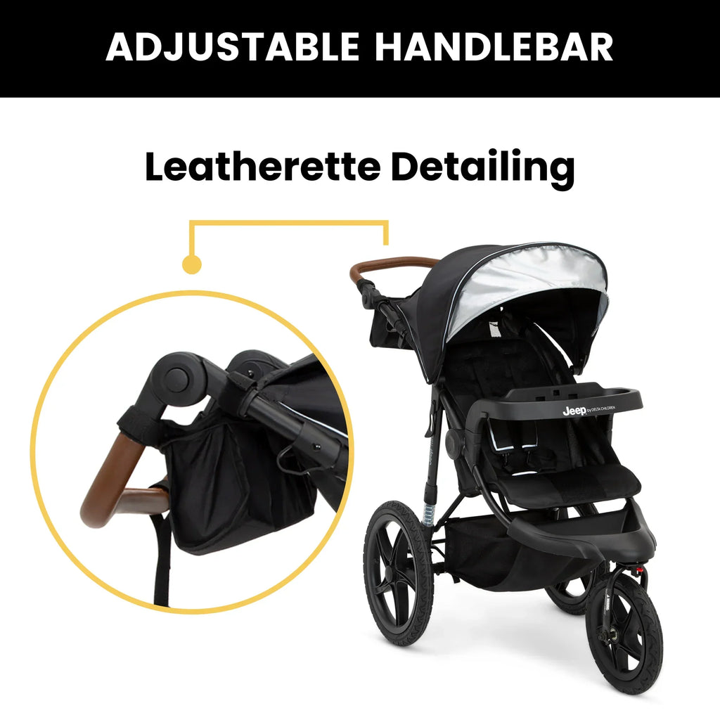 Nouveauté 2026 – Poussette de jogging Jeep TurboGlyde de Delta Children, noire