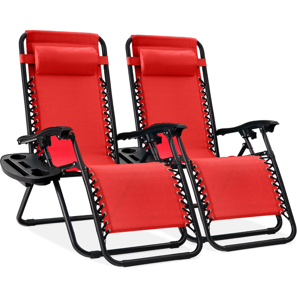 Nouveauté 2026 – Ensemble de 2 fauteuils inclinables zéro gravité Best Choice Products pour terrasse et piscine avec porte-gobelet - Gris
