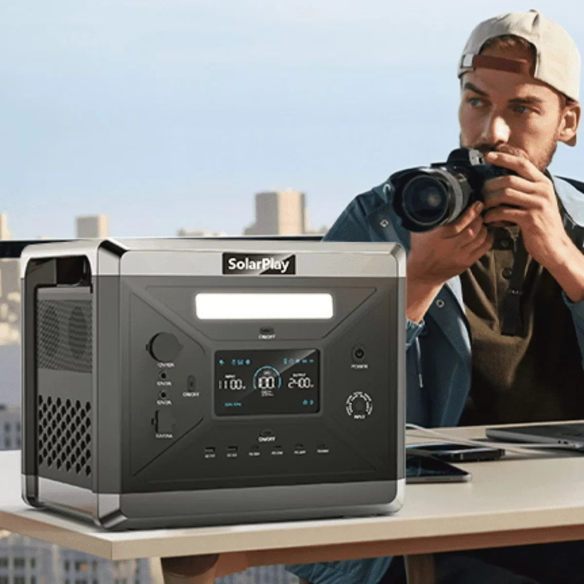 Nouveauté 2026 – Générateur solaire Solarplay 2400 W (4800 W en crête), avec panneau solaire de 400 W et batterie LiFePO4 portable de 2160 Wh, idéal pour le camping, la maison et les véhicules de secours
