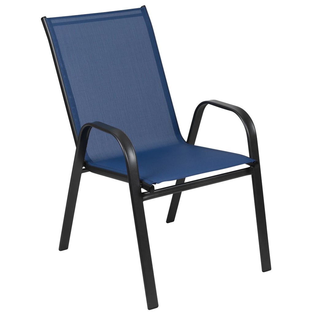 Nouveauté 2026 – Lot de 5 chaises empilables d'extérieur BizChair noires , revêtement Flex Comfort et structure en métal