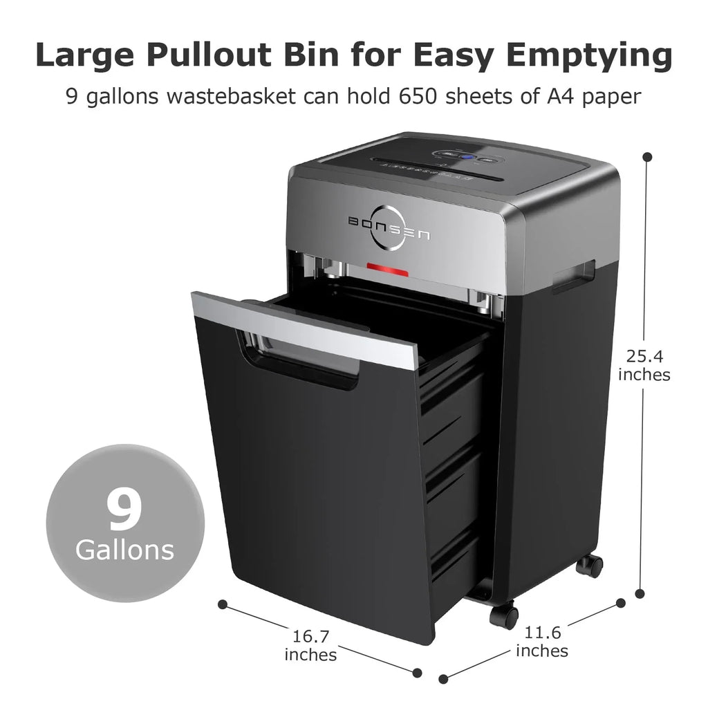 Nouveauté 2026 – Destructeur de documents Bonsen , coupe croisée, 24 feuilles, usage intensif, pour bureau | Destructeur commercial avec bac de 34 litres