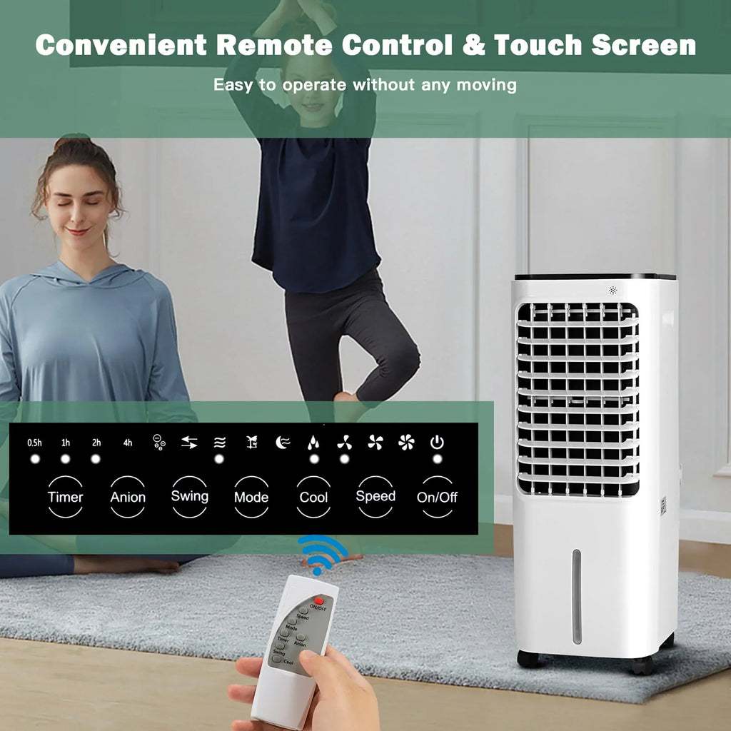 Nouveauté 2026 – Refroidisseur d'air évaporatif portable 4 en 1 Costway , réservoir d'eau de 12 L, 4 compartiments à glace