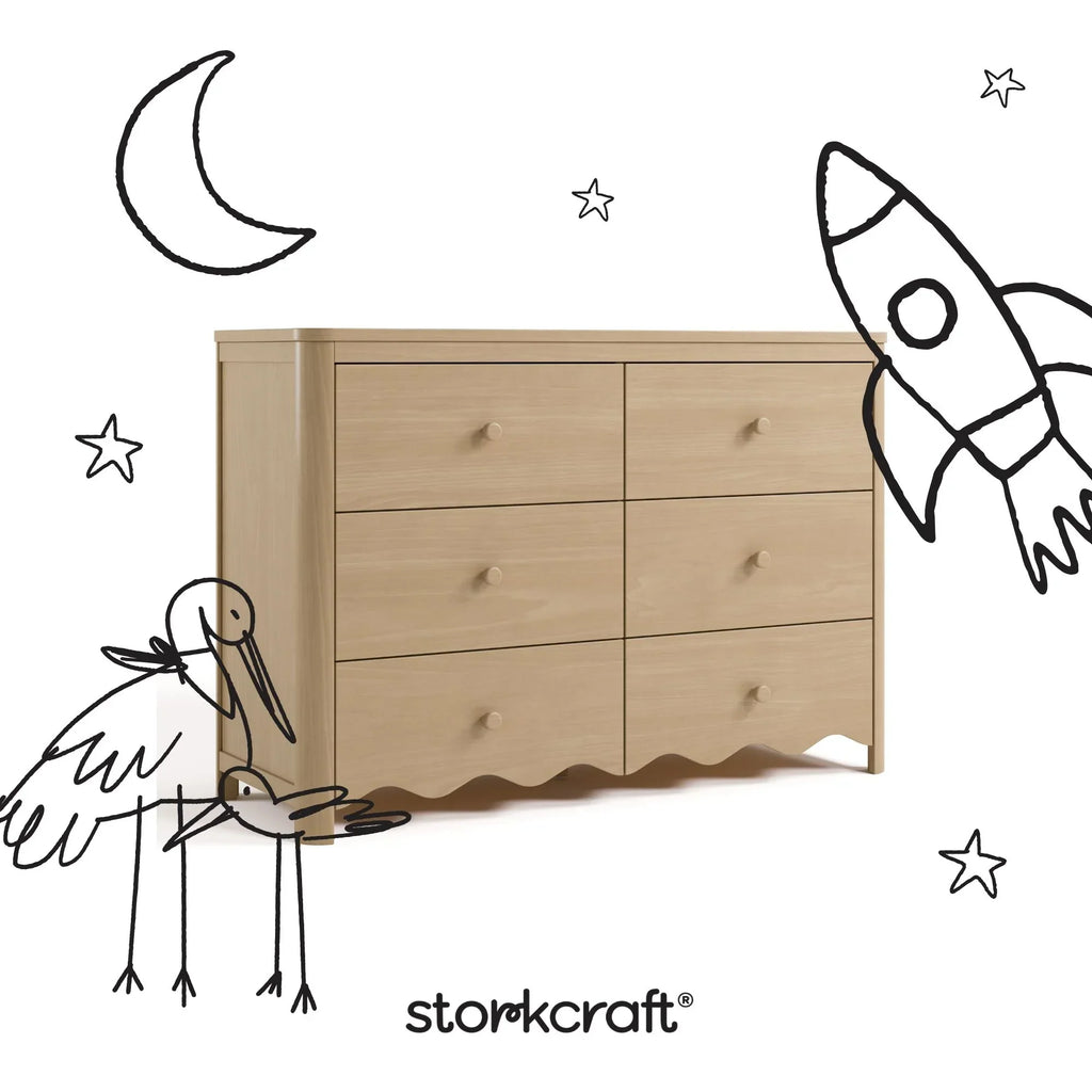 Nouveauté 2026 – Commode pour chambre d'enfant Storkcraft Casablanca 6 tiroirs, couleur sauge