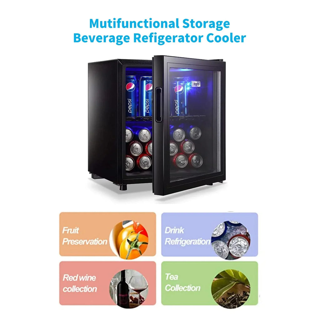 Nouveauté 2026 – Réfrigérateur et refroidisseur de boissons 62-Can, petit mini-réfrigérateur pour la maison, le bureau ou le bar avec porte en verre et étagères amovibles réglables, parfait pour les sodas, la bière ou le vin, acier inoxydable, 1,6 pi