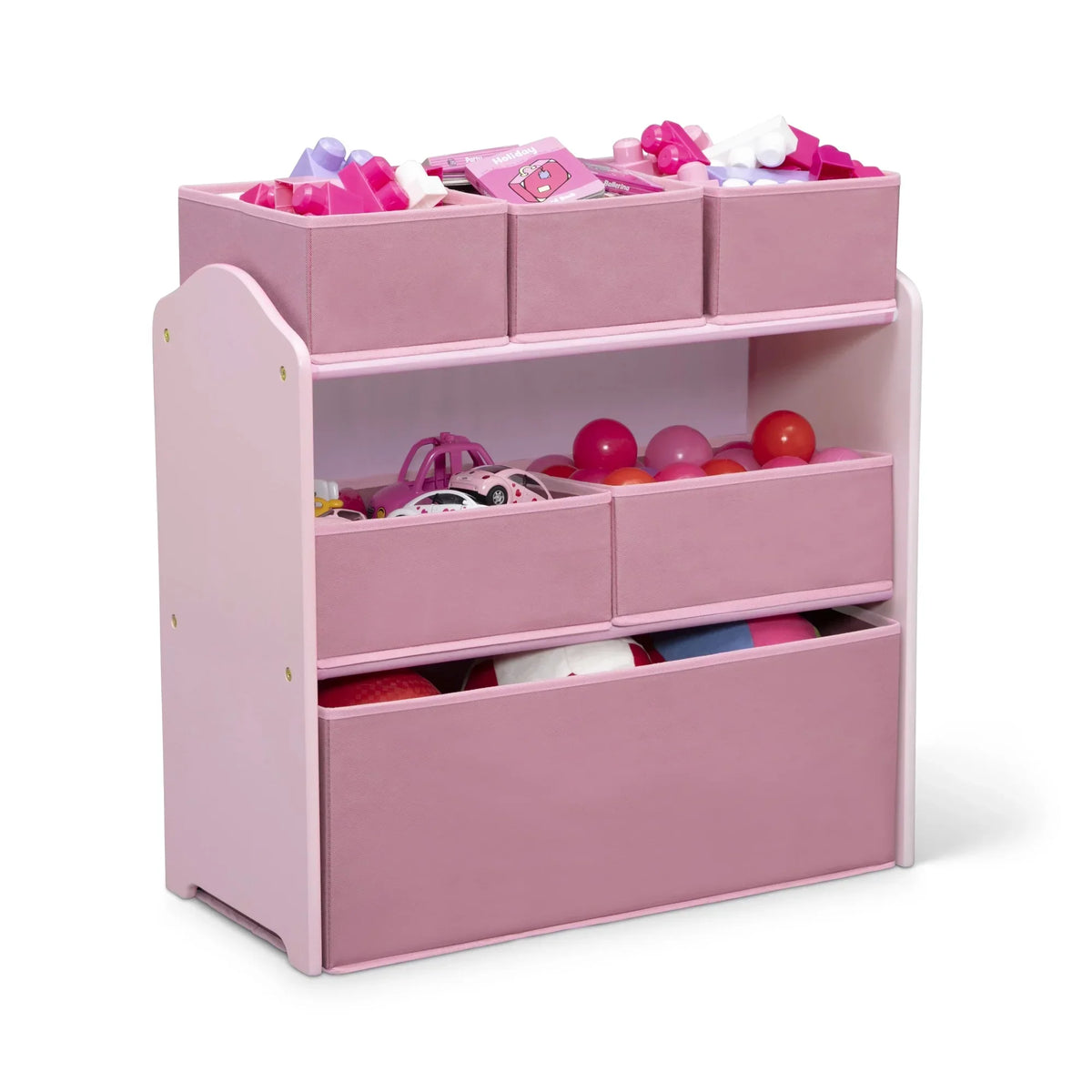 Nouveauté 2026 – Ensemble de jeu pour tout-petits Delta Children 4 pièces – Comprend une table de jeu, 2 chaises et un rangement à jouets à 6 bacs avec autocollants en vinyle réutilisables, rose clair/rose foncé