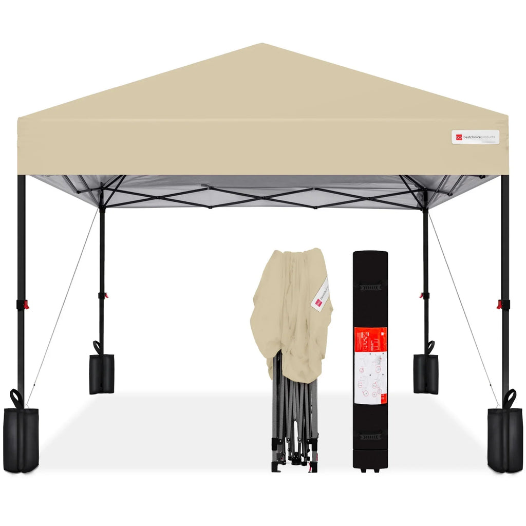 Nouveauté 2026 – Best Choice Products 3,66 m x 3,66 m - Abri pliant facile à monter avec installation en un clic, sac à roulettes et 4 sacs de lestage - Bleu marine