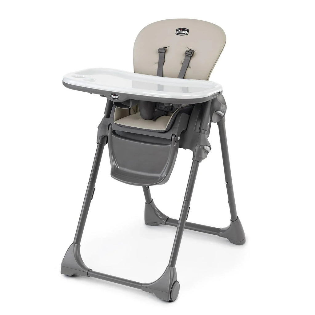 Nouveauté 2026 – Chaise haute pliable et facile à nettoyer Chicco Polly - Taupe (Beige). Neuve