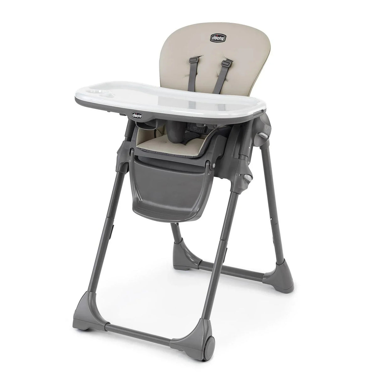 Nouveauté 2026 – Chaise haute pliable et facile à nettoyer Chicco Polly - Taupe (Beige). Neuve