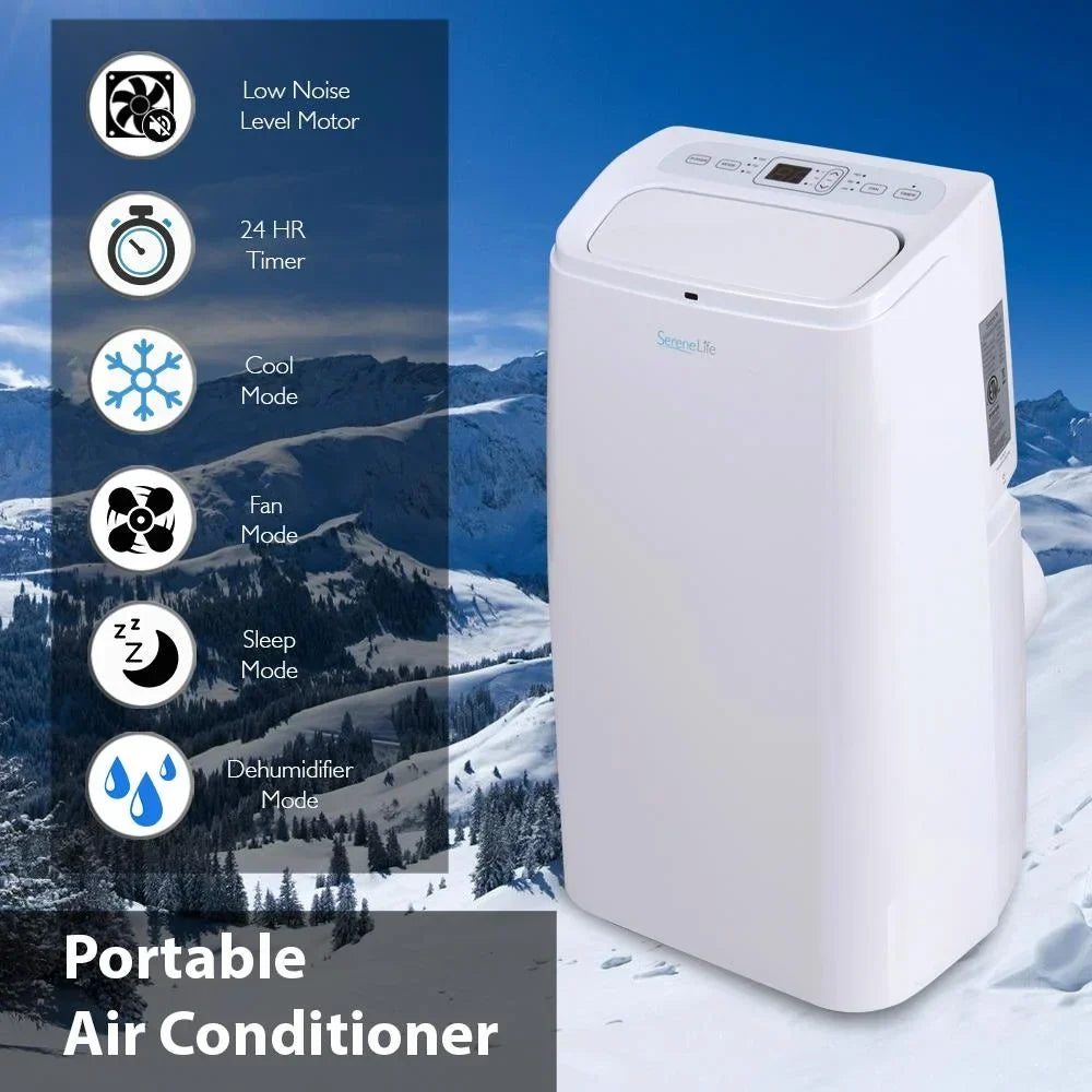 Nouveauté 2026 – SereneLife SLPAC12 - Climatiseur portable - Unité de refroidissement compacte pour la maison avec déshumidificateur intégré et modes ventilateur, comprend un kit de montage sur fenêtre (12 000 BTU